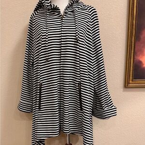 For Cynthia: Black and White Striped Hooded Zip Jacket
